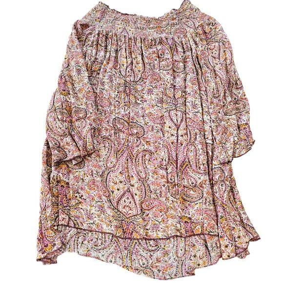 Bohemian Paisley Smocked Womens Tunic Top By Band Of Gypsies Rayon size Small - Picture 3 of 7